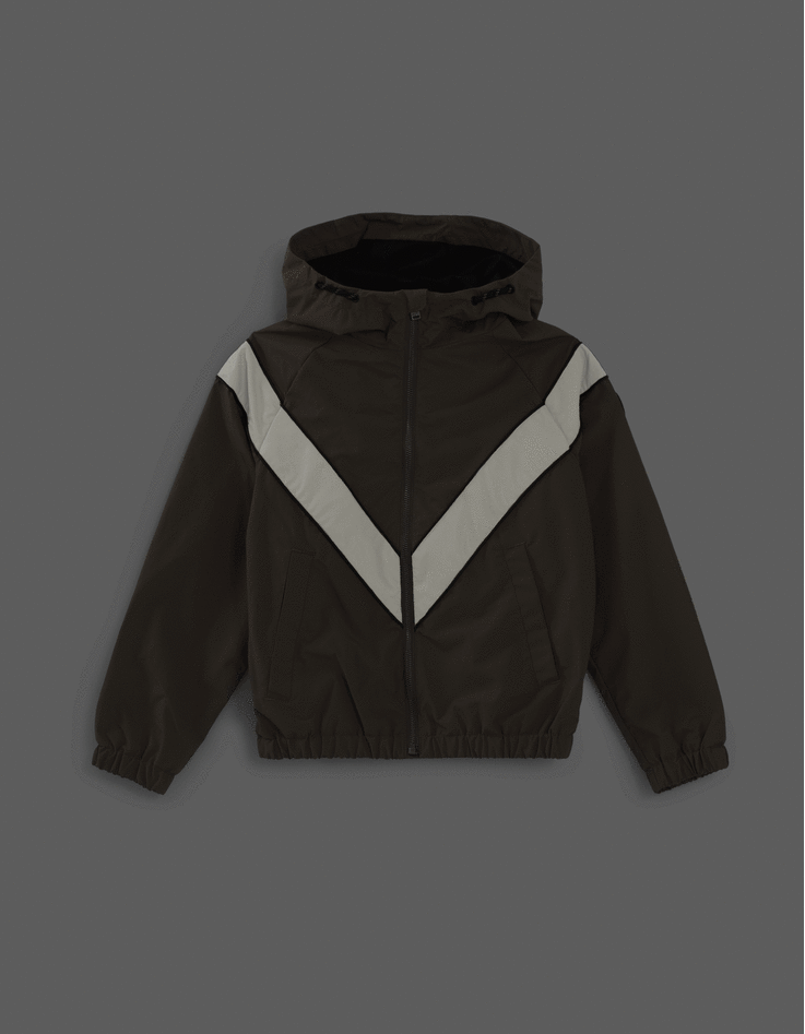 Boys' khaki Reflective V-seam windcheater-1