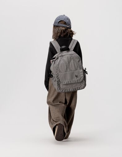 Sac à dos noir motif vichy écru détails volants fille - IKKS