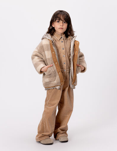 Plumas reversible dorado y sherpa cuadros niña - IKKS