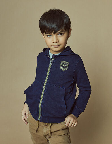 Cardigan indigo à patch army bouclette garçon  - IKKS