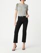 Women's grey tee-shirt with metallized beads on shoulder-1