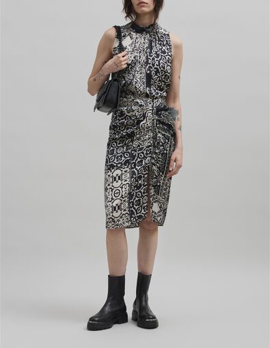 Top de cuello alto estampado patchwork negro para mujer - IKKS