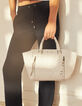 Sac cuir LE 1440 MEDIUM BLANC matelassage chevrons femme-2
