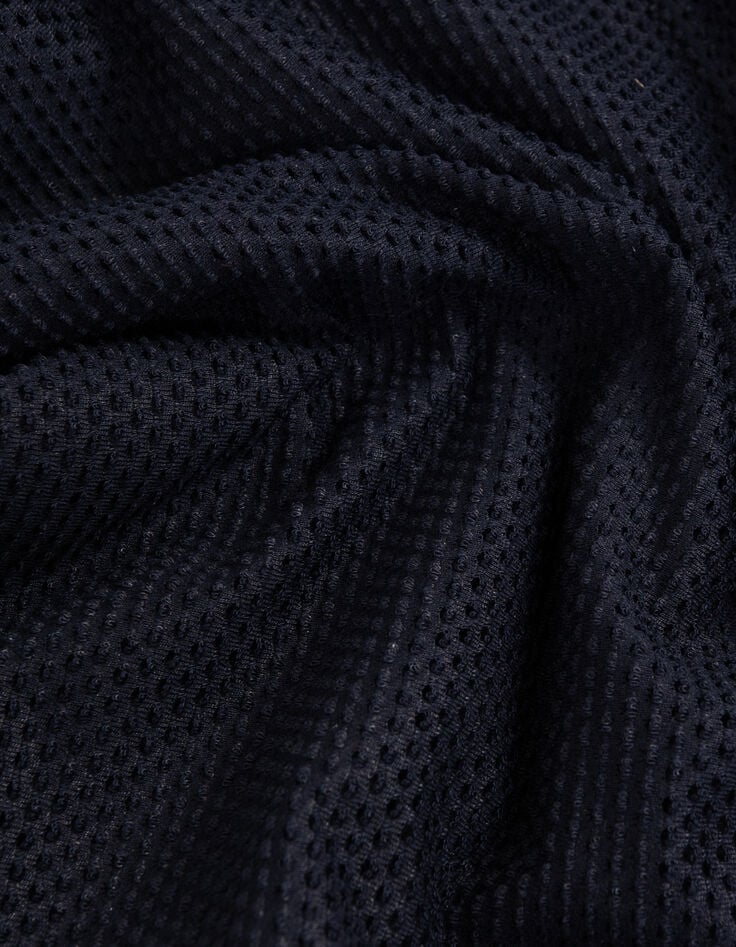 Tee-shirt marine maille résille en relief Femme-6