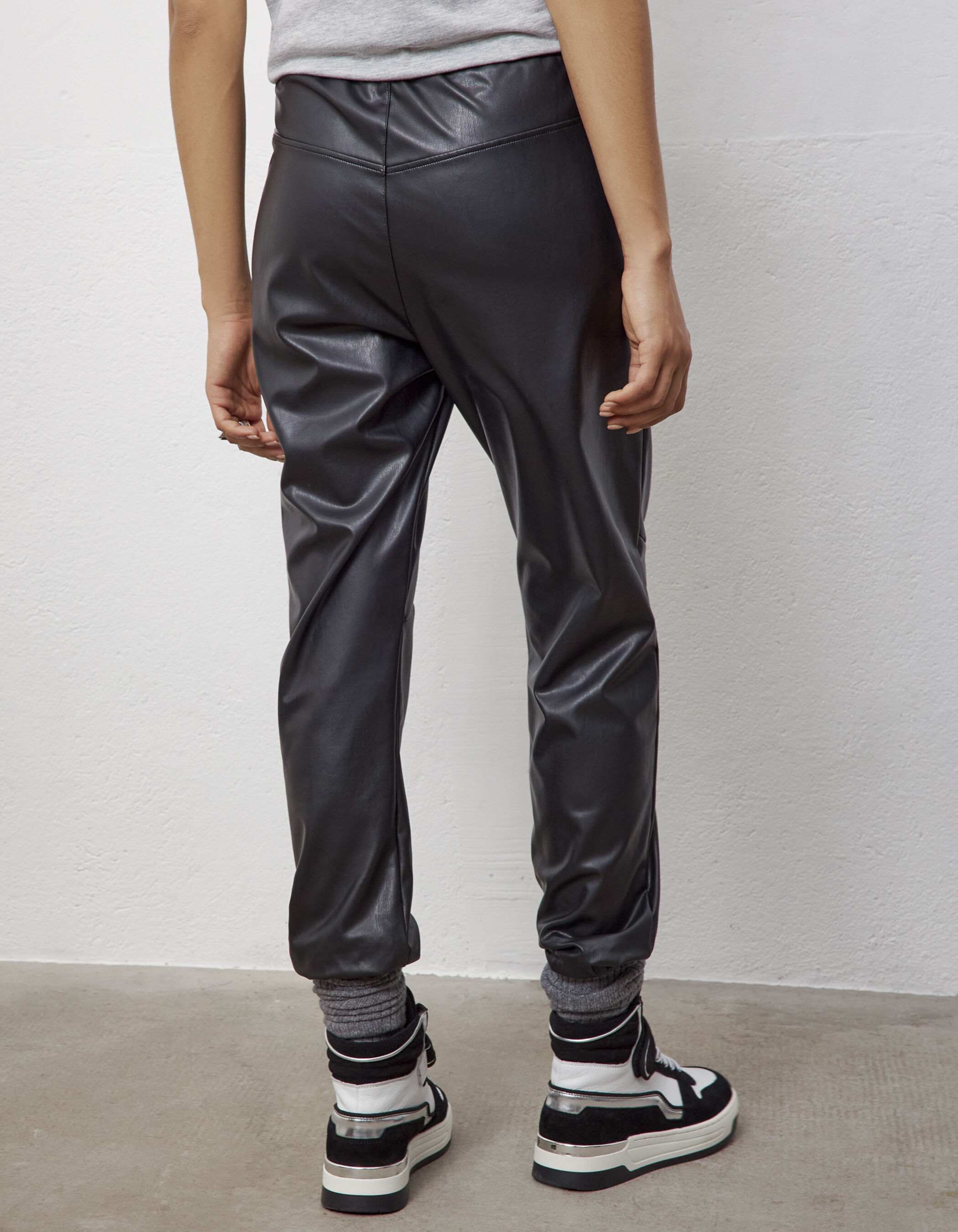 Faux leather joggers deals