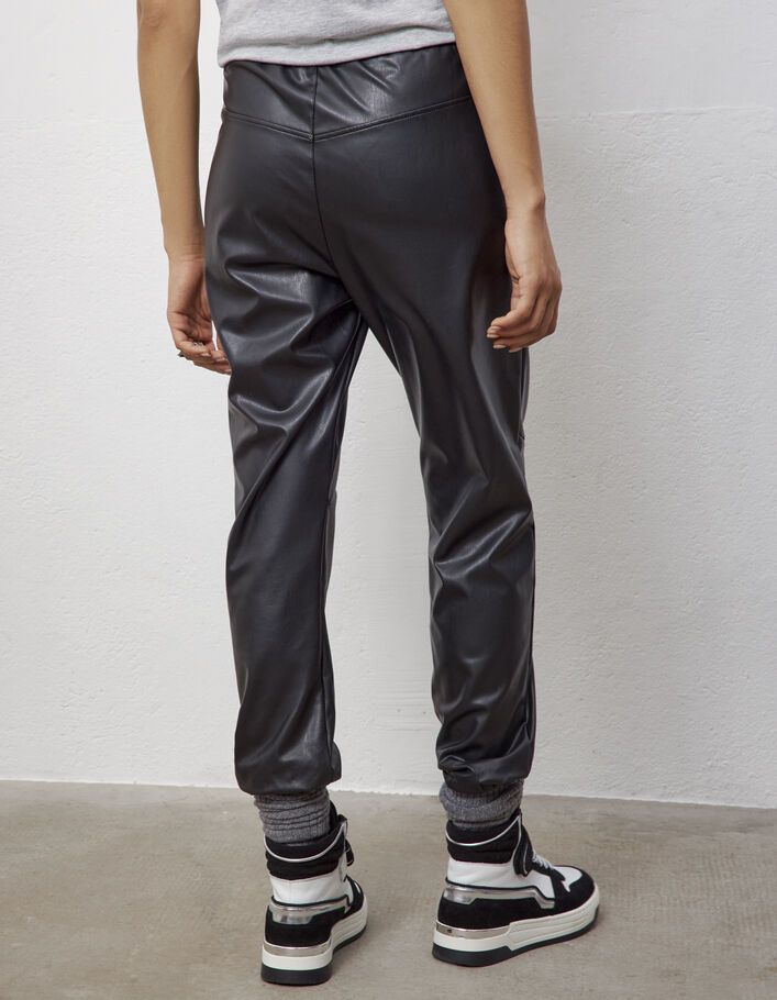 Pantalon simili cuir coupe jogging élastiqué en bas femme - IKKS