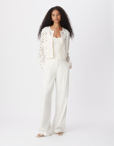 Chaqueta bolero corta de mujer de encaje blanco - IKKS