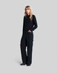 Brede zwarte broek gerecycleerd met battle-model Dames-7
