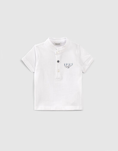 Polo blanco con cuello camisa rayas algodón bio bebé niño  - IKKS