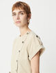 Women's beige jumpsuit with asymmetrical closure-4