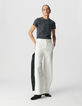 Graues T-Shirt, Rundhals, Leoprint-1