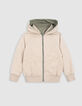 Reversible khaki and beige jacket for boy-5