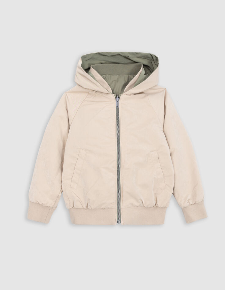 Reversible khaki and beige jacket for boy-5