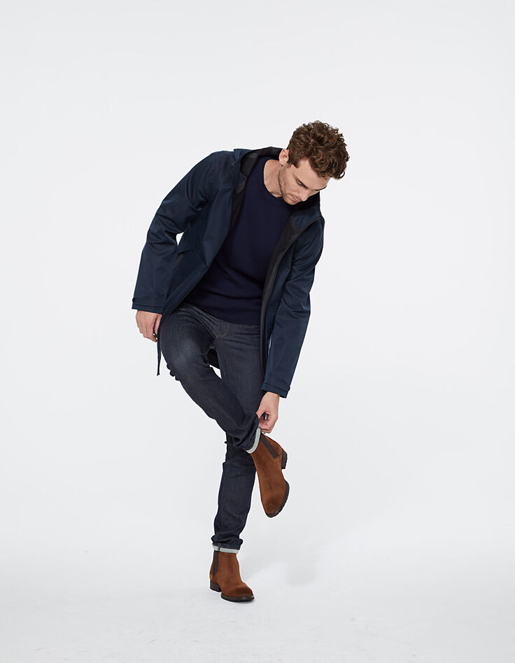 Pull marine en tricot à col rond Homme-6