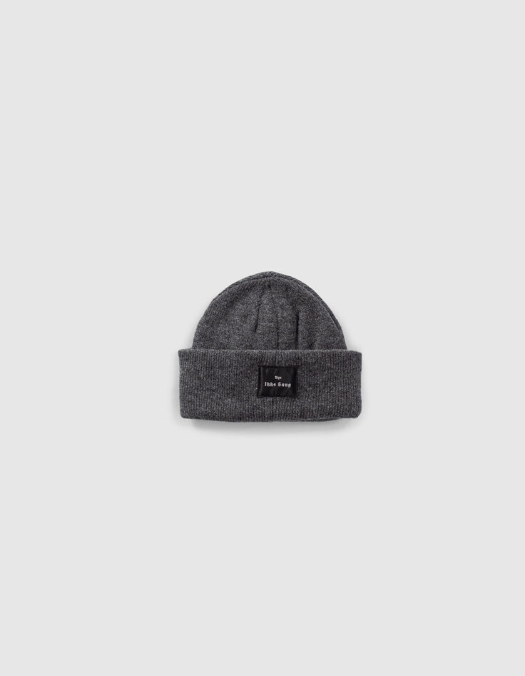 Gorro gris punto máscara recortada niño-3