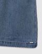 Robe chasuble en jean bleu fille-5
