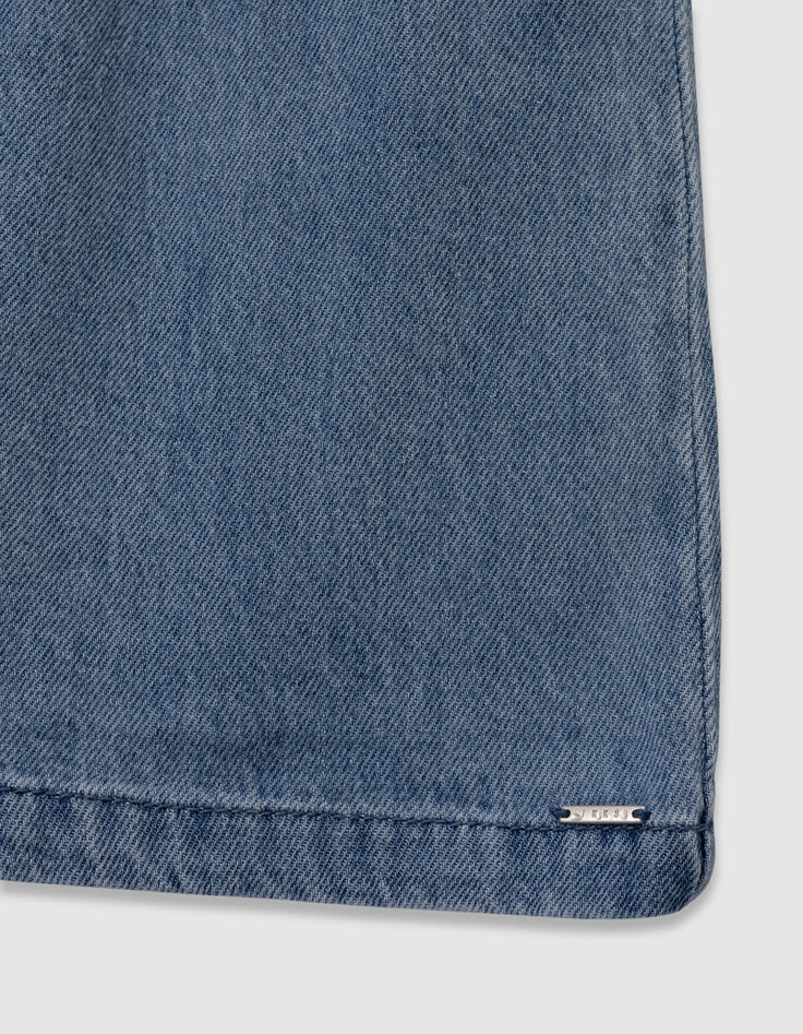 Robe chasuble en jean bleu fille-5
