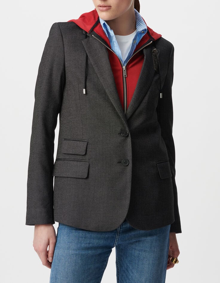 Chaqueta de traje oversize de caviar negro-4