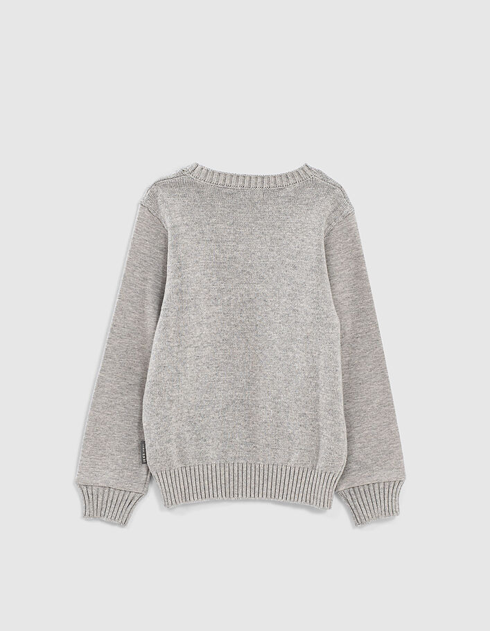 Boys’ grey mixed-fabric sweatshirt, tiger head embroidery  - IKKS