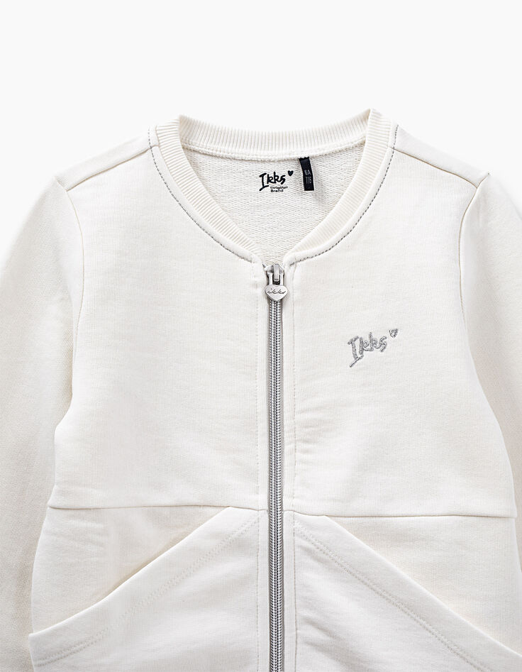 Cardigan blanc cassé Essentiel molleton bio fille-5 Cardigan blanc cassé Essentiel molleton bio fille-5