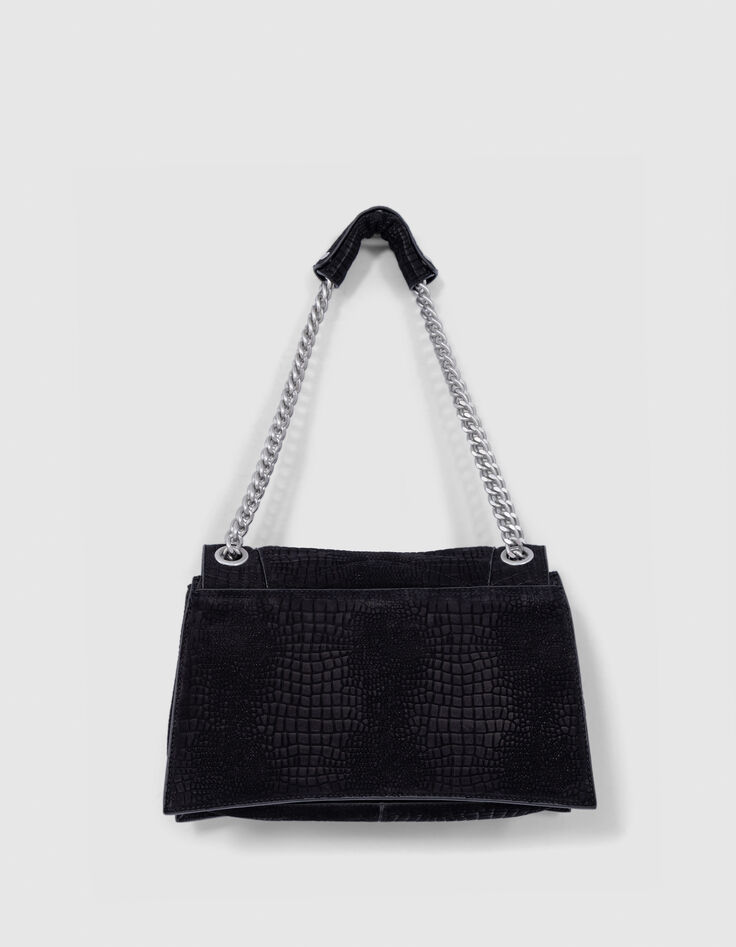 Bolso THE 1. de cuero repujado negro efecto cocodrilo Talla L-3