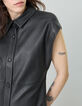 Pure Edition-Robe noire cuir sans manches Femme-5