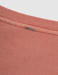 Sweat orange cropped message pailleté fille-8