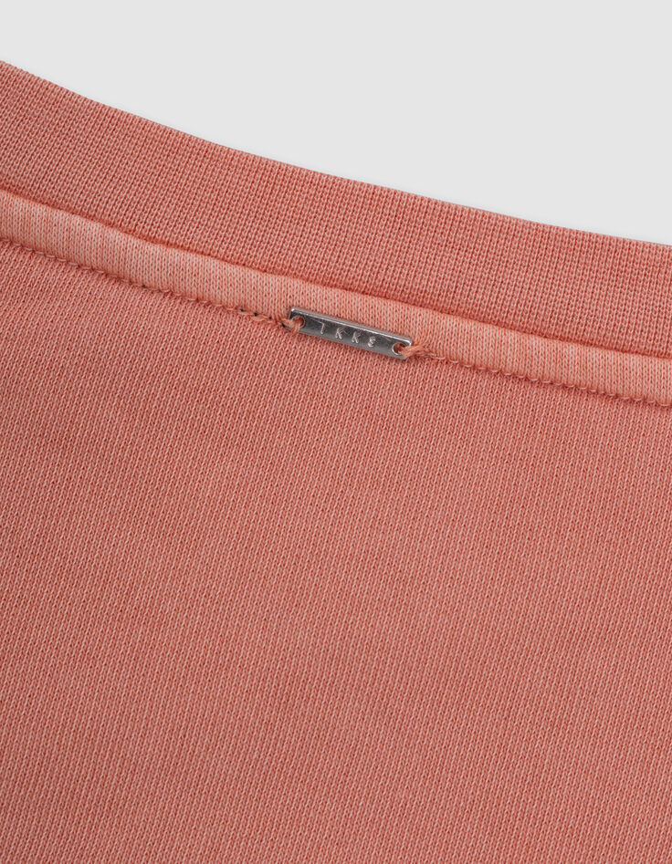 Sweat orange cropped message pailleté fille-8
