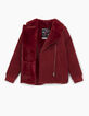 Abrigo rojo oscuro de pana con cuello con piel niña -5