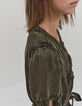 Khaki Damenkleid, Tunikakragen, Perlen, Gürtel-4