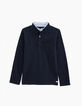 Polo navy con cuello camisero efecto óptico niño -2