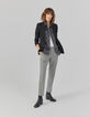 Veste tailleur longue coloris noir tissu métallisé femme-5
