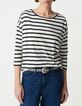 Oversized navy en wit matrozen T-shirt met schouderjuwelen Dames-2