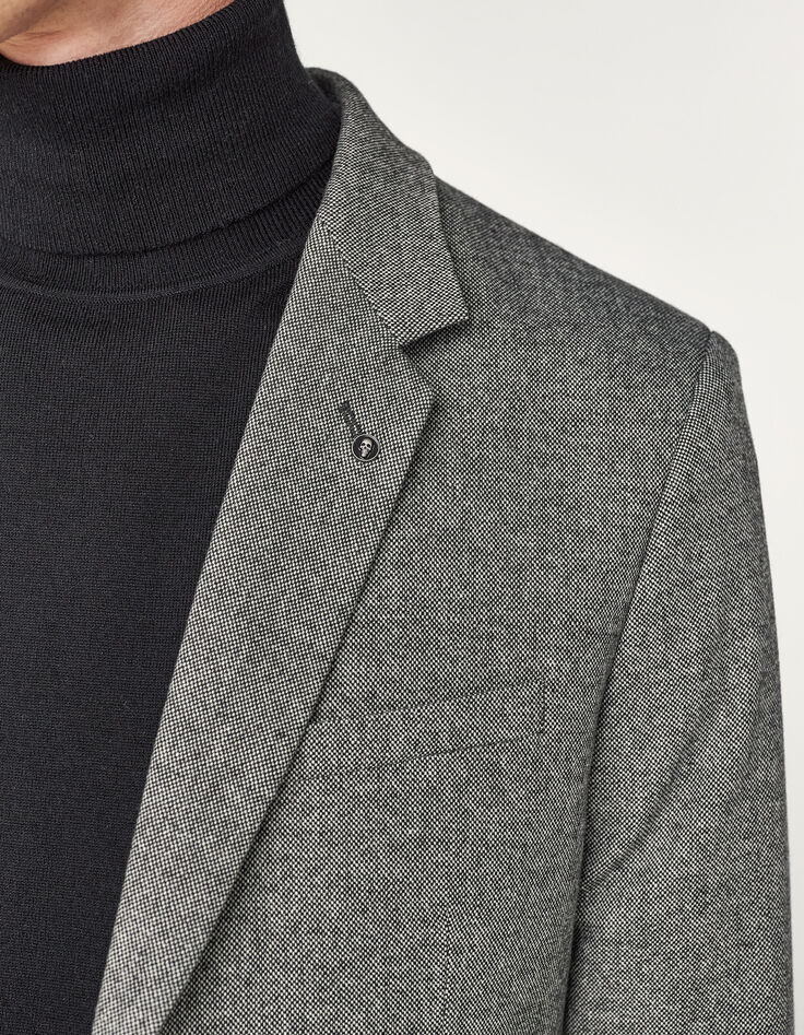 Men’s charcoal semi-plain tweed suit jacket-4
