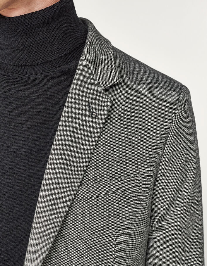 Men’s charcoal semi-plain tweed suit jacket - IKKS