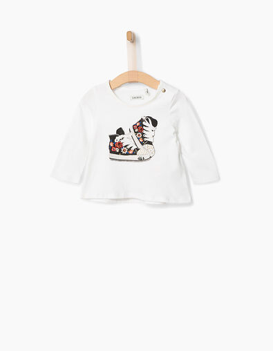 Tee-shirt blanc à visuel baskets bébé fille - IKKS