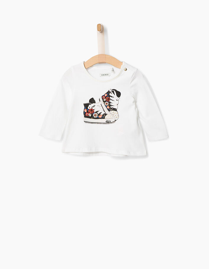 Tee-shirt blanc à visuel baskets bébé fille - IKKS
