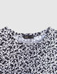 Gebroken wit T-shirt zwarte bloemenprint meisjes-2
