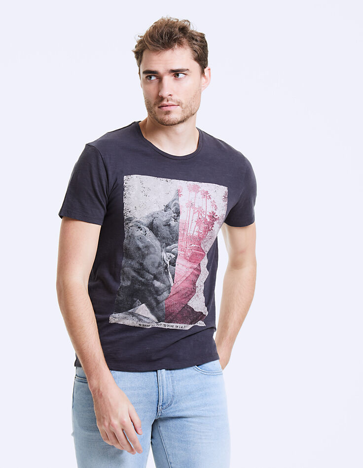 Antraciet T-shirt De Denker-L.A Heren-3