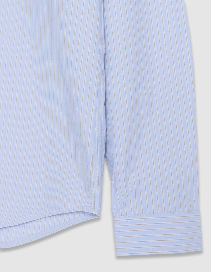 Blaues Bio-Baumwollhemd gestreift Slim Fit-8