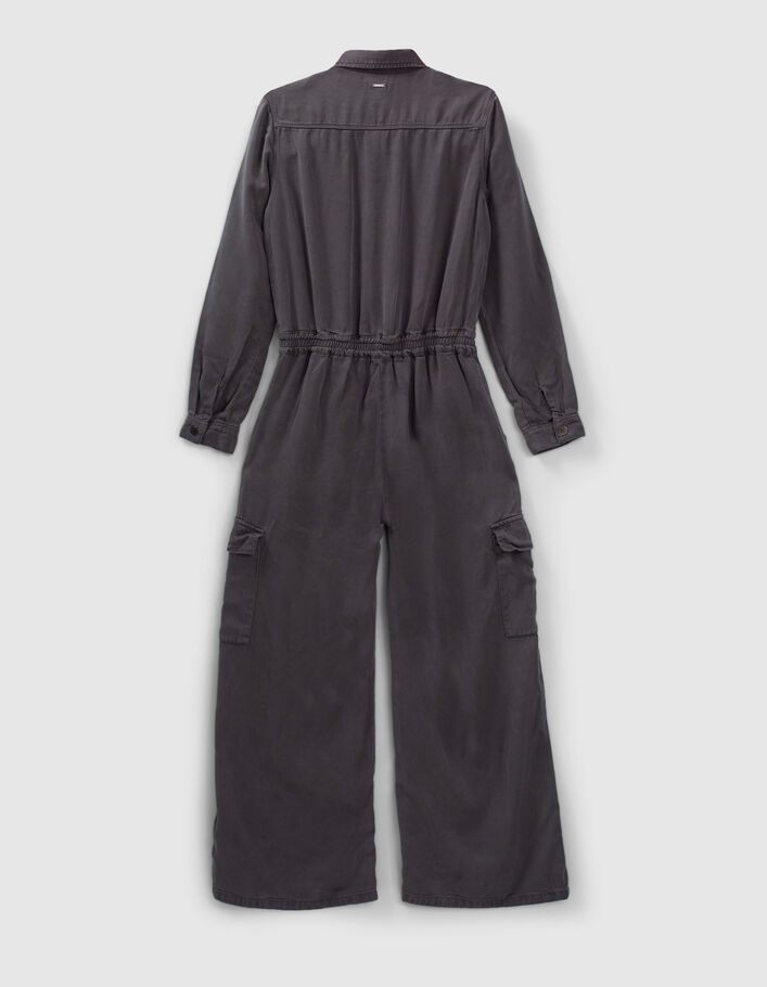Grauer Mädchenoverall mit Reißverschluss aus Lyocell®-4