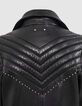 Schwarze Lederjacke 1440 Leather Story mit Steppnähten-4
