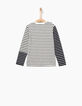 Tee-shirt blanc cassé à rayures navy garçon -4