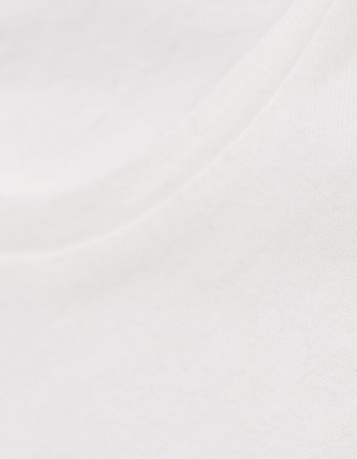 Ecru multi-material herringbone t-shirt for girls-6 Ecru multi-material herringbone t-shirt for girls-6