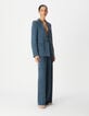 Women's navy blue satin suit jacket-1