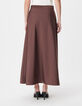 Jupe longue marron en taffetas pour femme-4