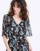 Langes Kleid mit Tropical-Garden-Print in Metallic-Garn auf schwarzem Grund-5