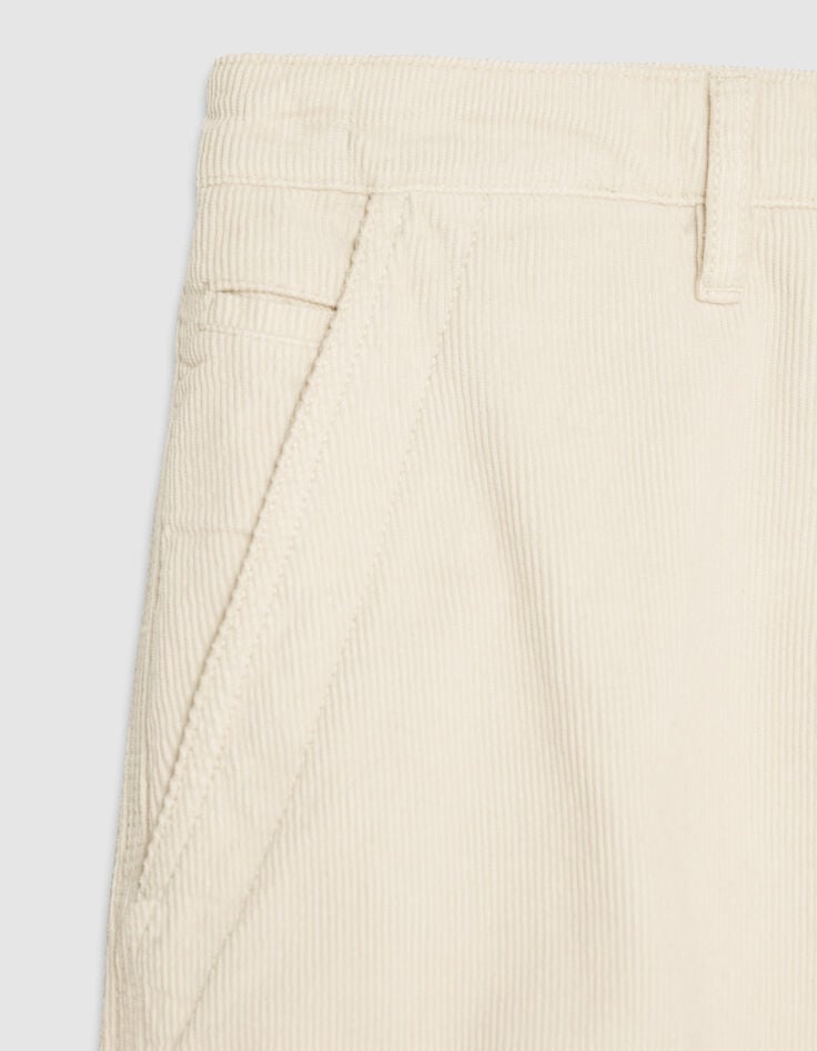 Herren-Chino aus geripptem Samt in Ecru mit geradem Bein-7