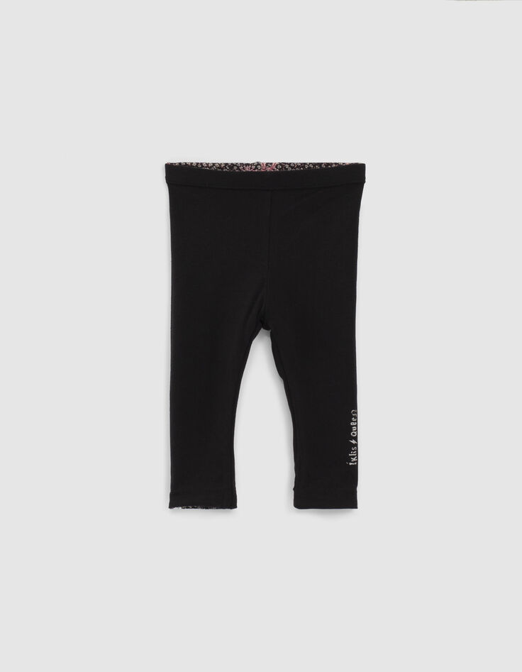 Leggings réversible noir et fleurs de lys bébé fille-3