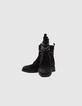 Boots &agrave; lacet noirs cuir &agrave; brides clout&eacute;es Femme-5